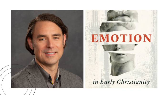 andrew crislip / book cover of a woman's statue face with the word emotion over the eyes