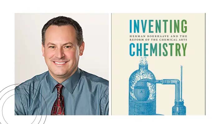 frame one: john powers frame two: inventing chemistry book cover - drawing of chemistry equipment
