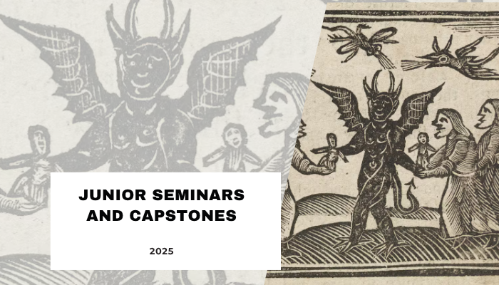 early modern woodcut of the devil surrounded by witches