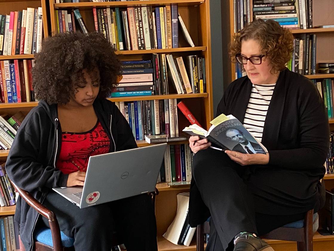 heldana fufa and karen rader meeting to discuss research